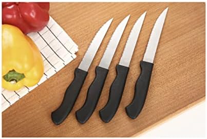 סכין סטייק 4 חלקים עם אחיזה רכה וידיות שחורות