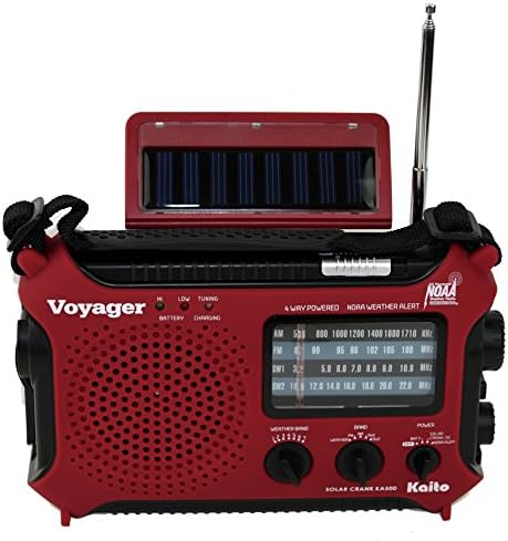 קאיטו קא 500-אדום וויאג ' ר סולאר / דינמו עם רדיו מזג אוויר עם התראה ומטען טלפון סלולרי, אדום