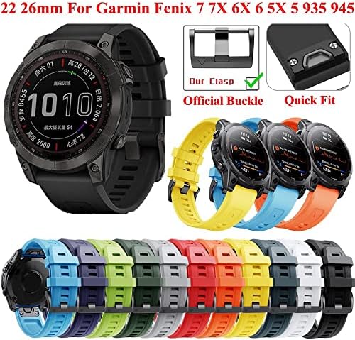 Sawidee 22 26 ממ רצועות שעון סיליקון עבור Garmin Fenix ​​6x 6 Pro 7x 7 5 5x 3 3HR 945 צמיד שוכב חכם שחרור