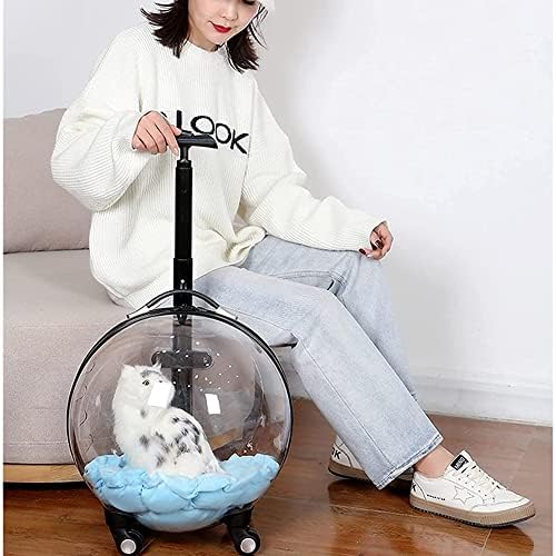 קפסולת חלל פנורמה עגלות כלבים, מנשא לחיות מחמד עם ידית טלסקופית, נייד תיק נסיעות גדול לכלב/חתול
