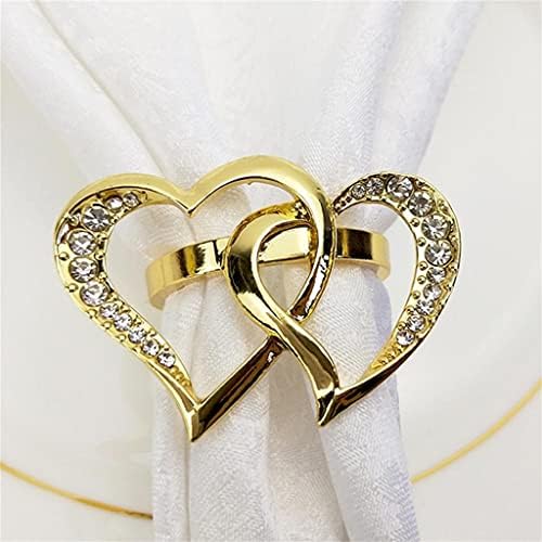 Walnuta 6 PCS בצורת לב אפית חתונה אבזם מפית מתכת מפית טבעת חתונה מקלטים לחתונה מקשט