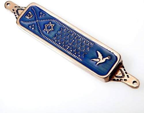 מזוזה יונה של שלום באמייל הכחול הישראלי