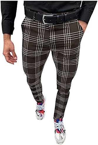 מכנסי מותניים אלסטיים של Dudubaby מכנסי מכנסיים לריצה של גברים מרובי כיסים קטנים רזים מכנסיים מזדמנים