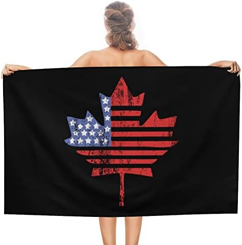 ארהב קנדה דגל מייפל מגבות חוף לטיולים מגבת יבשה מהירה לשחיינים הוכחת חול מגבות חוף לנשים