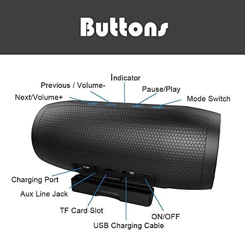 רמקול עבה של Bluetooth נייד רמקול אלחוטי נייד עמודת סאב סאב וופר עם תמיכה ב- MIC TWS, כרטיס TF, AUX, בנק