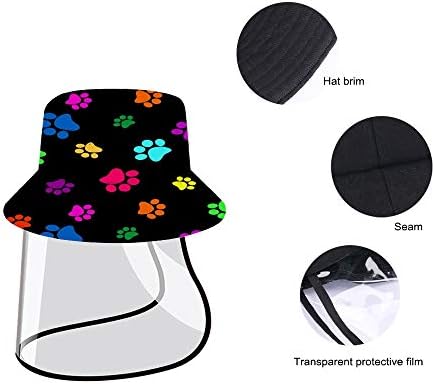 דייג כובע מגן עם כיסוי, צבעוני כלב כפה שחור מגן כובע קיץ אופנה מתקפל דלי כובע הגנה נגד רוק אבק