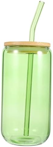 5 סטים מיץ זכוכית מים בקבוק קש שתיית משקפיים עם מכסים זכוכית שתיית משקפיים יכול בצורת זכוכית כוס עדין