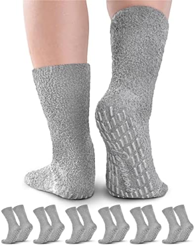 פמברוק מטושטש גרביים עם אוחז עבור נשים וגברים-6 זוגות ללא החלקה גרביים / לא להחליק מטושטש גרביים