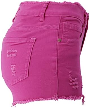 מכנסי ג'ינס קרועים לנשים מכנסיים קצרים של שולי גולמי נמתחים מכנסיים קצרים אמצע עליית ג'ינס קיץ רזה