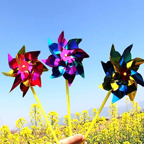 jojofuny 30 יחידות צעצועים צבעוניים פלסטיים צבעוניים, צעצוע מיני טחנת רוח קל משקל, Spinner Wind