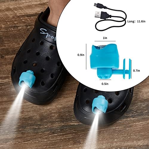 פנסים נטענים עבור Croc 2 PCS, נעלי LED סתומות אור במשך 72 שעות בחושך, להליכת כלבים, קמפינג שימושי, מתנות