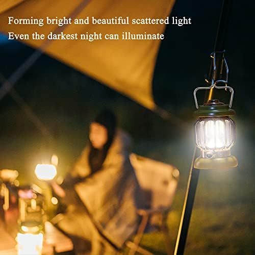 אורות קמפינג LED של Sunlong, פנס אטמוספרה רטרו נייד, ידית עמעום ללא צעד, מנורת שולחן נטענת נטענת אורות לילה