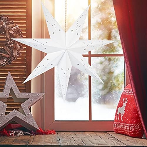 אביזרי בית לוקסשיני תפאורה נייר כוכב פנס פנס איל: לבן 7 כוכב מחודד כוכב חג המולד קישוט תקרה תאורה תלת