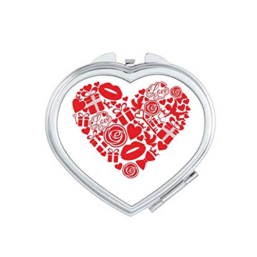 יום האהבה אדום לב רוז מתנה אהבה מראה מראה הגדלת נסיעות ניידת איפור כיס כף יד