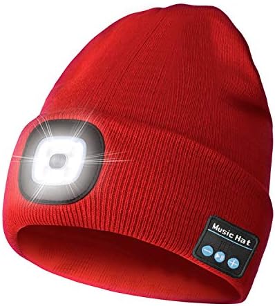Gafres Unisex Bluetooth Beanie עם פנס ראש, כובע סרוג מוזיקלי משודרג עם אוזניות ומיקרופון, מתנות
