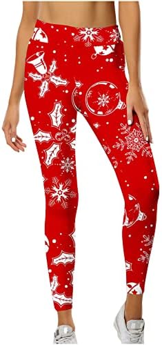 XIPCOKM לחג המולד לנשים לנשים אופנה מהנה גרביונים מכוערים חג המולד של מכנסי אימון הדפסת חג מותניים גבוהים