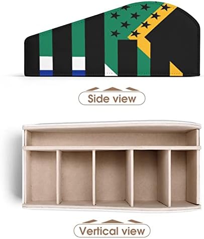 דגל אפריקני אמריקאי מחזיק בשלט רחוק קופסת מארגן עור PU עם 6 תאים קופסת אחסון לחדר שינה בסלון