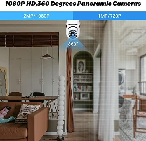 מצלמת אבטחה אלחוטית GoluoDCK מקורה, מצלמה פנורמית 360 °, מצלמה ביתית של HD 1080p מלאה, מצלמת