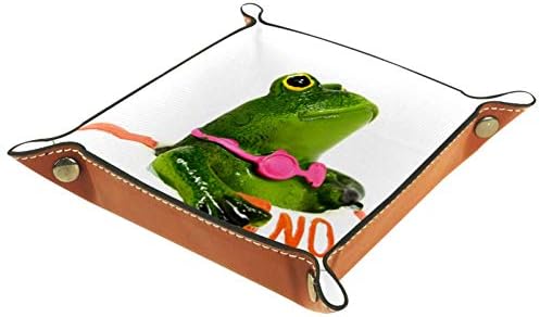 אייסו שרות מגש כיף צפרדע הדפסת עור תכשיטי מגשי ארגונית תיבת עבור ארנקים, שעונים, מפתחות, מטבעות,