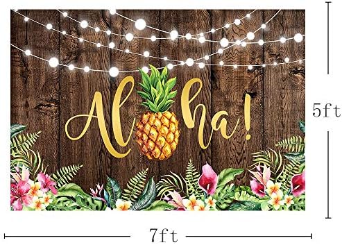 מהופוטו אלוהה אננס יום הולדת רקע כפרי טרופי הוואי מסיבת ואאו תינוק מקלחת עץ ורוד פרחוני גליטר אורות רקע