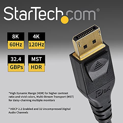 Startech.com 4M VESA Certified DisplayPort 1.4 כבל - 8K60Hz HBR3 HDR - 13ft Super UHD Displayport