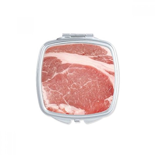חזיר גלם בשר מזון מרקם כיכר מראה נייד קומפקטי כיס איפור דו צדדי זכוכית
