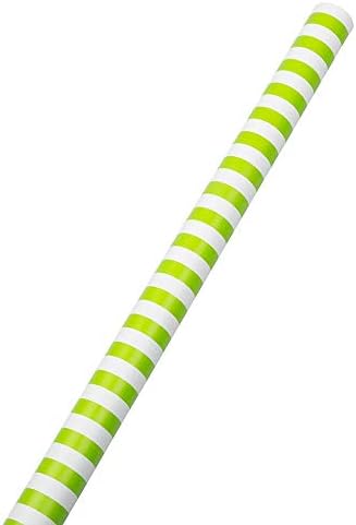 אריזת מתנה מנייר ריבה-נייר עטיפה מפוספס-50 רגל רבוע בסך הכל-פסים ירוקים ולבנים ליים - 2 לחמניות /