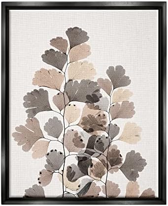 תעשיות סטופל מודרניות סידור עלים גינקגו עלים אפורים חומים שקופים, עיצוב מאת אלברט קוצ'יר