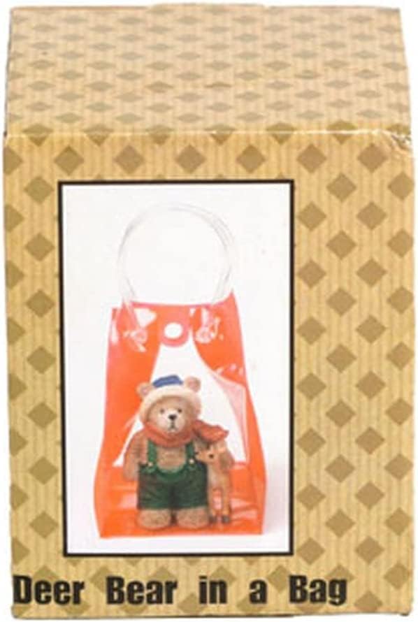 פסלון מלאכה לחג המולד - מר בר מחזיק צבי תינוקות - אספנות שרף - גובה 4 סנטימטרים