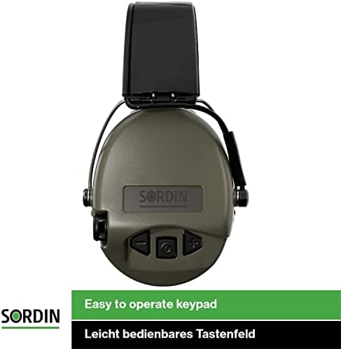 Sordin Supreme Pro - הפחתת רעש אפס אוזניים בטיחות - שומע מגן - סרט עור וכוסות ירוקות - SOR75302 -S