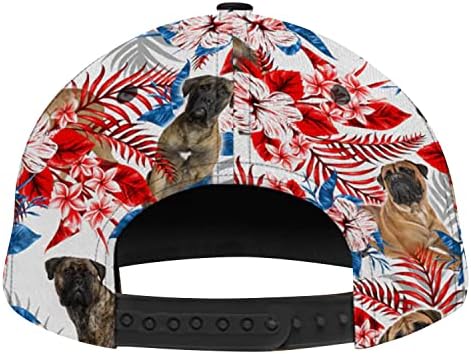 בולמסטיף אמריקאי פטריוטי קלאסי כובע בולמסטיף כלב מחמד היביסקוס טרופי כובע כלב אוהבי בייסבול כובע