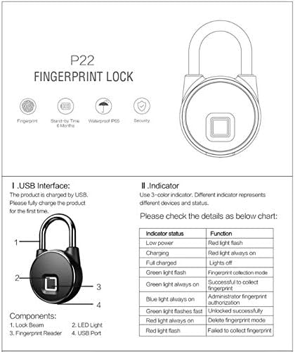 ZYZMH נטען טביעת אצבע מנעול חכם IP65 אטום למים אנטי-גניבה אבטחה מנעול דלתות נרתיק מפתח ללא מפתח