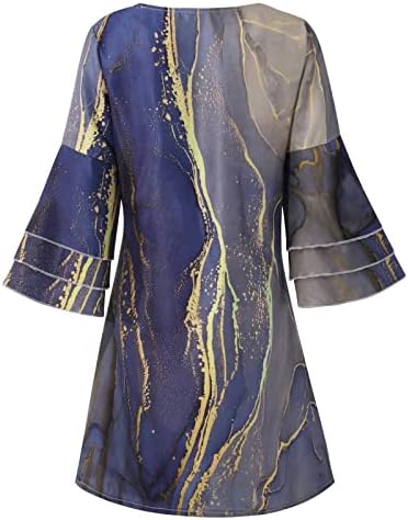 שמלת שרוול קצר לנשים טמפרמנט אופנה אורך מידי אלגנטי מודפס עם צווארון 3/4 שרוולים מיני שמלה