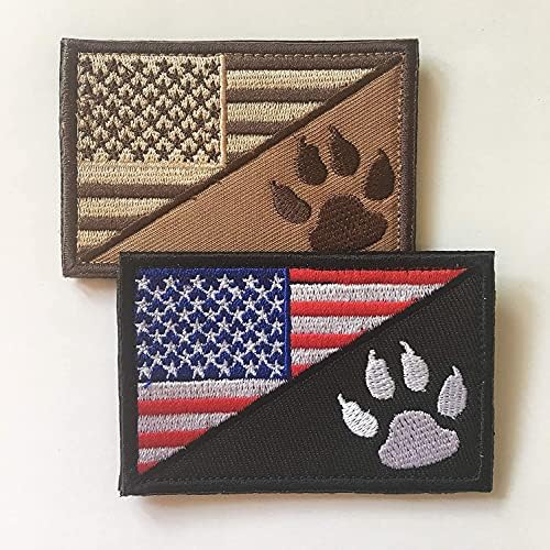 דגל אמריקאי אמריקאי עם מעקב אחר כלבים כפה רקמה אפליקציה מורל וו & לולאה תיקון