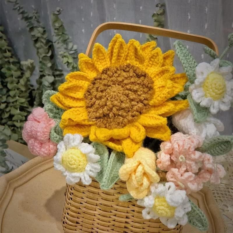 בעבודת יד זר של חמניות מעורב סל סיים צמר פרחים מורה של יום יצירתי מתנה