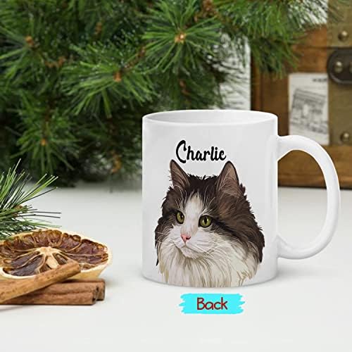 אישית נורבגי יער חתול לבן קפה ספל כוס 11 עוז, נורבגי יער חתול ספלי מתנות עבור חתול מאהב, נורבגי