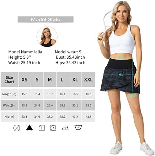 גבוהה מותן טניס חצאיות לנשים זורם שכבות גולף סקורט עם אוניית מכנסיים אימון אתלטי חצאיות עם כיסים