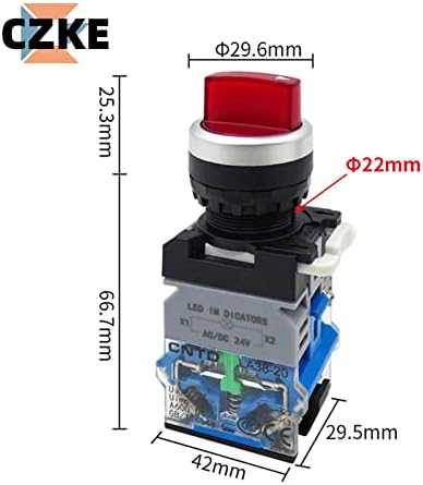 UNCASO LA38 בורר LED לחצן כפתור מתג סיבוב 2 3 מיקום אור עצמי מנעול עצמי 1NONC מגע כסף מואר מגע 22 ממ
