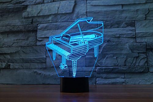 מולי הייסון תלת מימד מוסיקה פסנתר פסנתר אור USB מתג מגע עיצוב שולחן שולחן שולחן מנורות אשליה אופטית 7