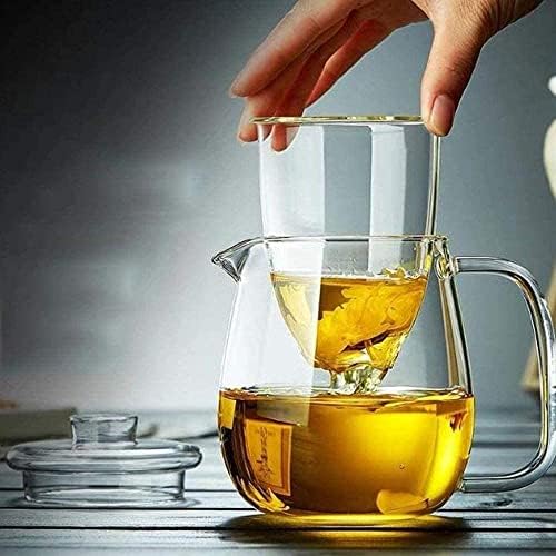 קומקום קומקום קומקום קל זכוכית צלול תה עם מסננת נשלפת, מעבה קומקום תה עמיד בפני חום לתה עלים רופפים ואביזרי