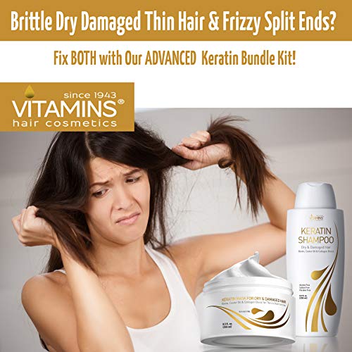 ויטמינים קרטין שמפו ושיער מסכת ערכת - סלון חלבון שמפו ומרכך עמוק שיער מסכת סט עבור דק בסדר שיער-פרו