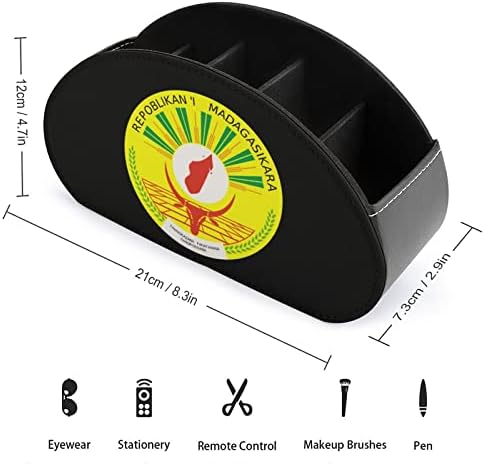 מעיל של זרועות של מדגסקר עור שלט רחוק מחזיק עם 5 תאים משרד אחסון תיבת שולחן העבודה מגש