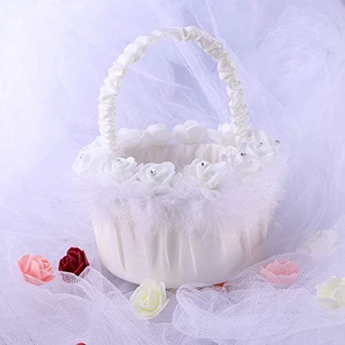 חתונה סל פרח ילדה סל לבן עלי כותרת מחזיק קטן סל עם קצף פרח חתונה טקס ספקי צד