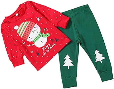בגדי ילדות תינוקות צעצועים בגדים לילדים בגדים עם דפוס איש שלג מצויר לתלבושות תינוקות חג המולד