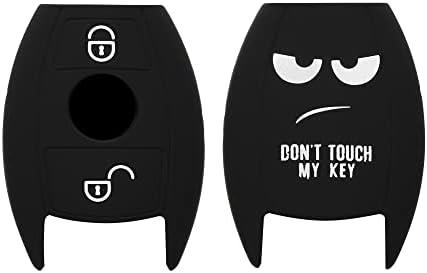 כיסוי פוב מפתח סיליקון קווומוביל תואם עם מרצדס בנץ 2 כפתור רכב מפתח-אל תיגע המפתח שלי לבן / שחור