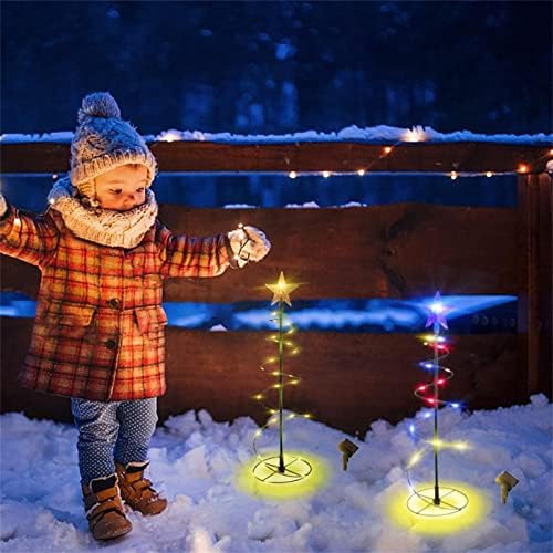 מנורה דקורטיבית עץ חג המולד של מתכת סולארית, מנורת חוט חוט זוהרת של גינה, מנורת עץ חג המולד