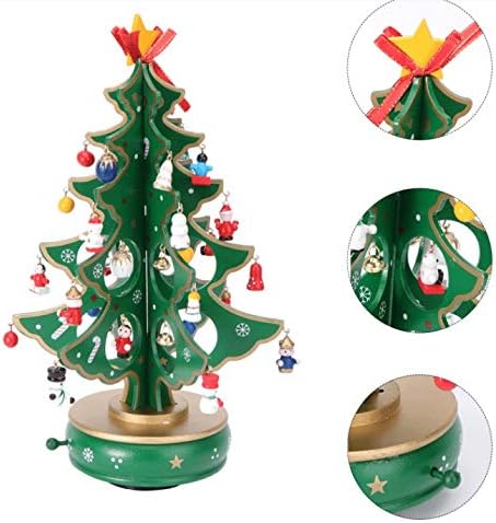 קופסת המוזיקה של Slynsw Hemu עץ חג המולד עיצוב שעון שעון תיבת מוסיקה קלאסית