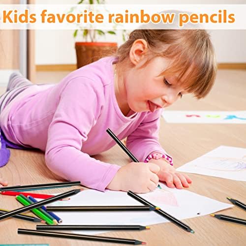 Sanakong 7 צבע בעפרונות צבעוניים בקשת, עפרון קשת לילדים, עפרונות צבעוניים עץ שחור עפרון רב