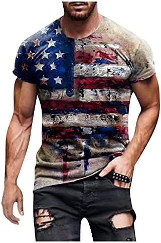 יום עצמאות של XXBR יום עצמאות של גברים ספורט דגל אמריקאי טי טי טריקו שרוול קצר הדפסת כוכבי חולצה