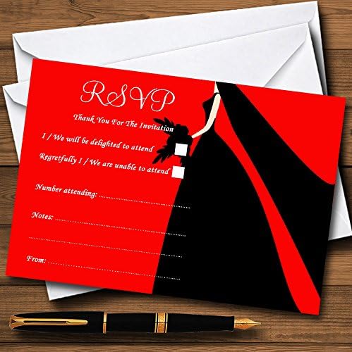 כרטיסי RSVP בהתאמה אישית של כלה שחורה אדומה